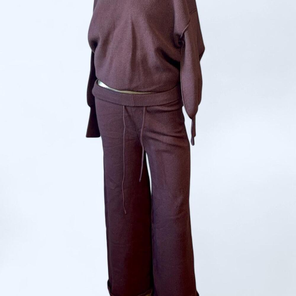 Brown knitted sweater sweat set